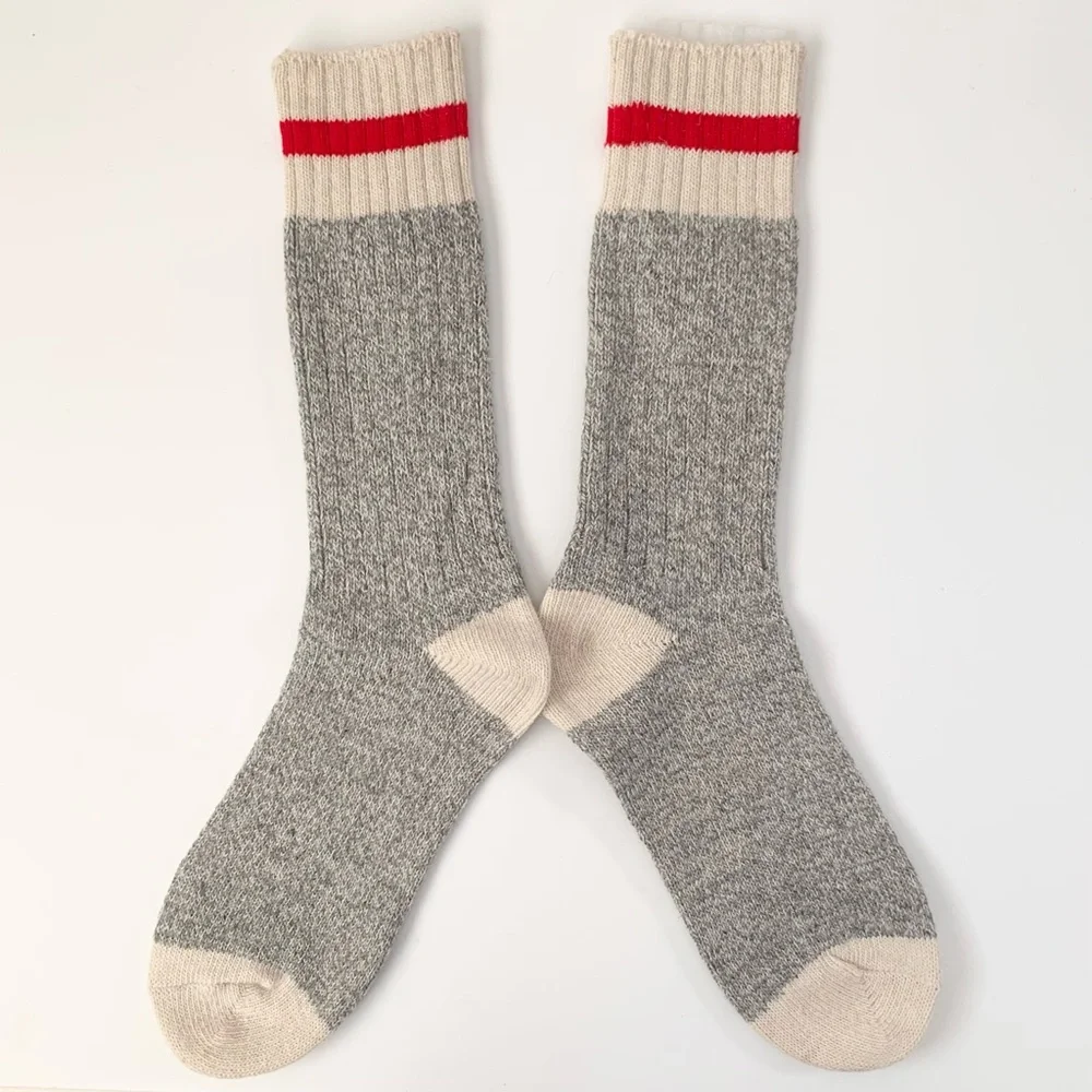 Long thick wool blend ragg boot socks (vintage sock monkey style)